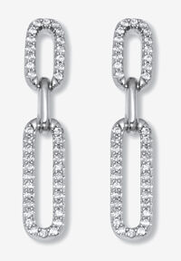Platinum Plated Stud Earrings With 8mm Round Cubic Zirconia - A+++ Quality, Sterling Silver Base, Butterfly Back