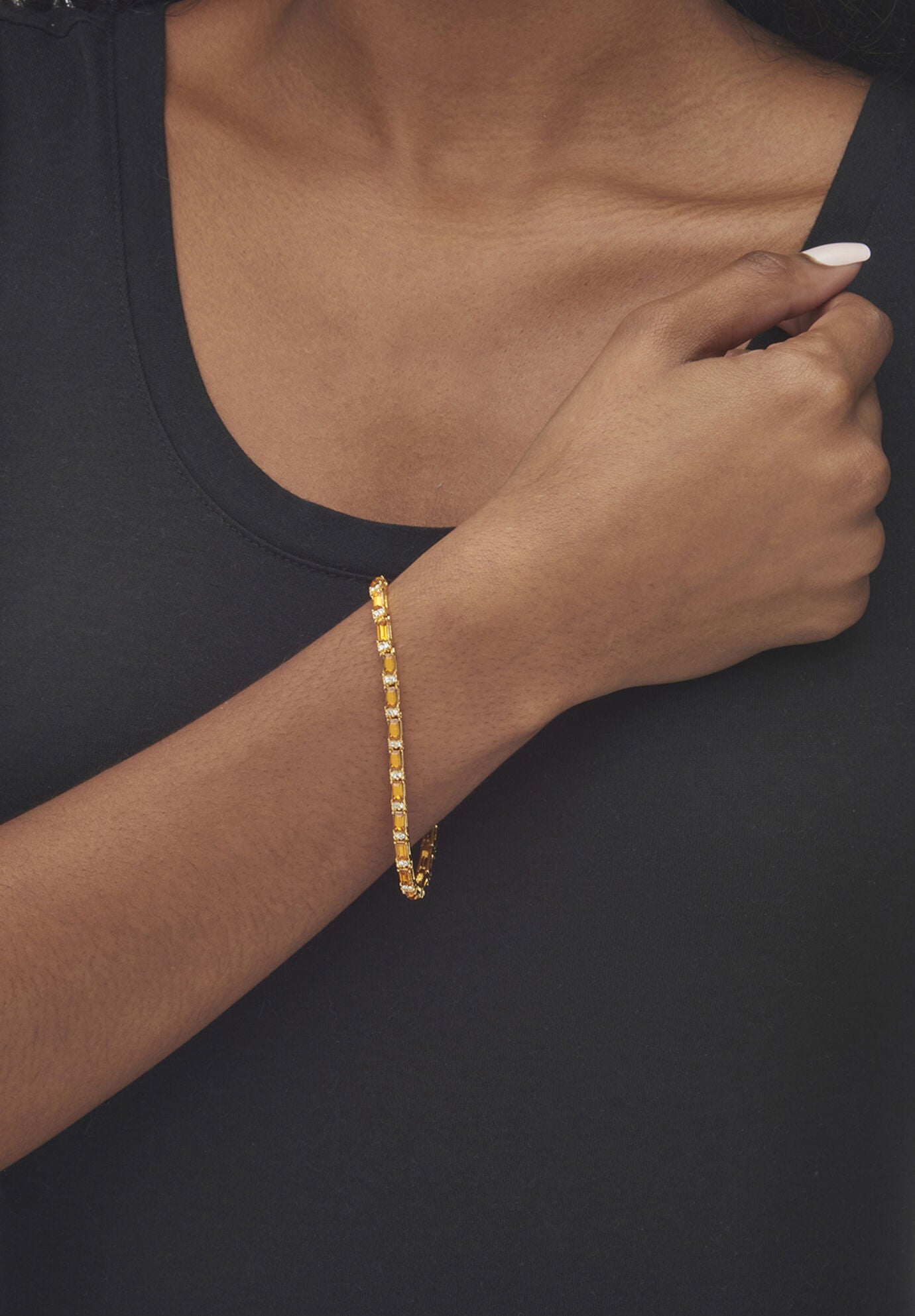 Birthstone Gold-Plated Tennis Bracelet, , alternate image number 2