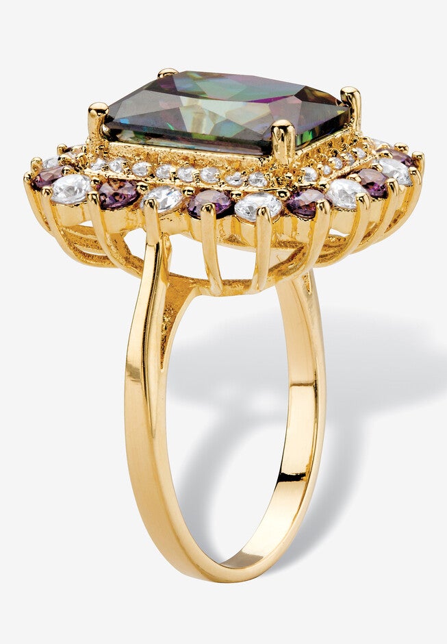 8.40 Tcw Mystic Cubic Zirconia Gold-Plated Halo Cocktail Ring, , on-hover image number null