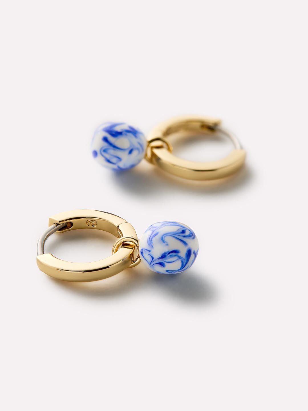 Gold Drop Earrings - Lainey Marble Blue, GOLD, alternate image number 5