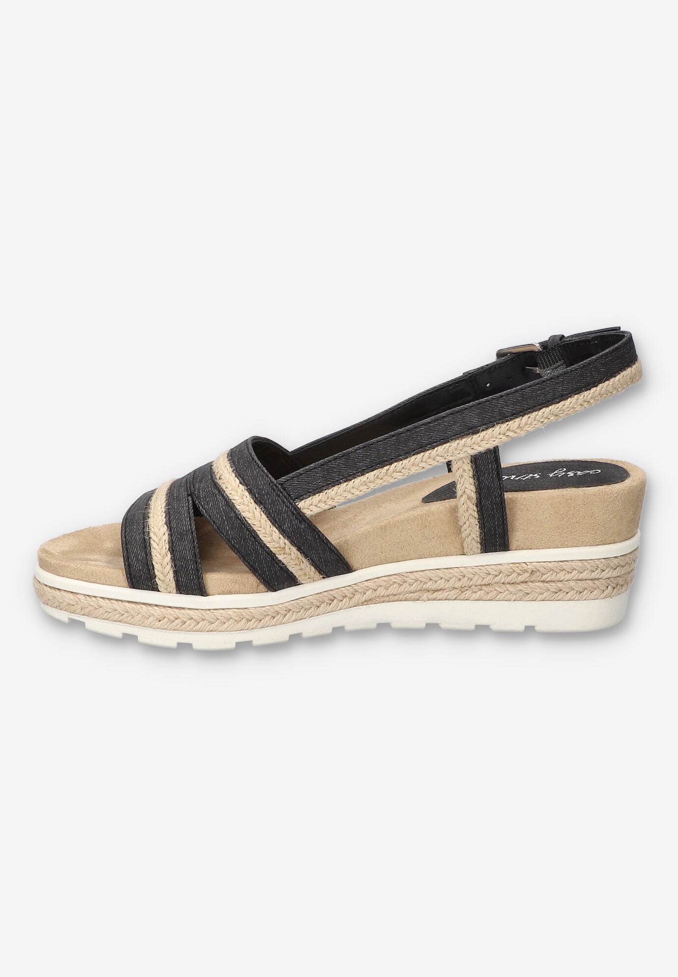 Mel Wedge Sandal, WASHED BLACK, alternate image number 4