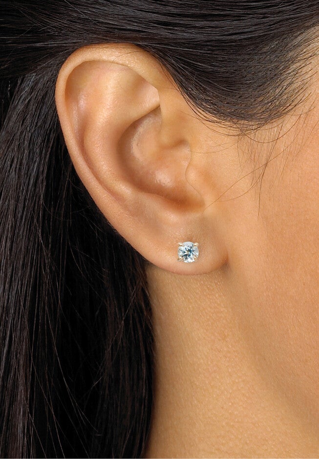 4.92 Tcw 5-Pair Set Of Genuine Gemstone Earrings 18K Gold-Plated Sterling Silver, , alternate image number null