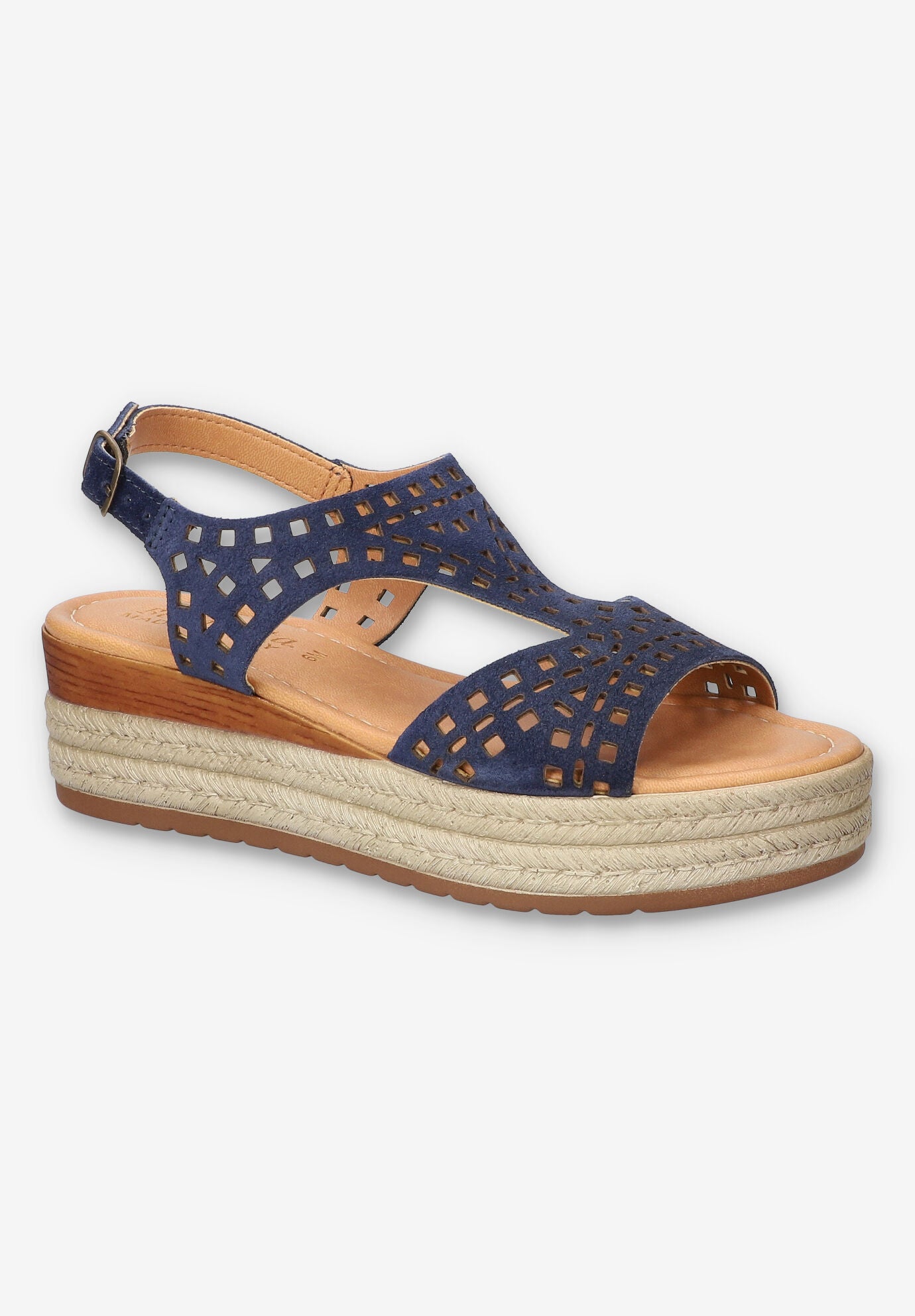 Ann-Italy Wedge Sandal, NAVY SUEDE LEATHER, hi-res image number 0