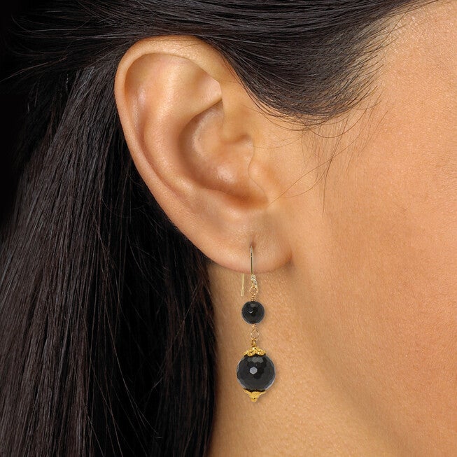 Genuine Black Onyx Goldtone Jewelry Set, BLACK, alternate image number null