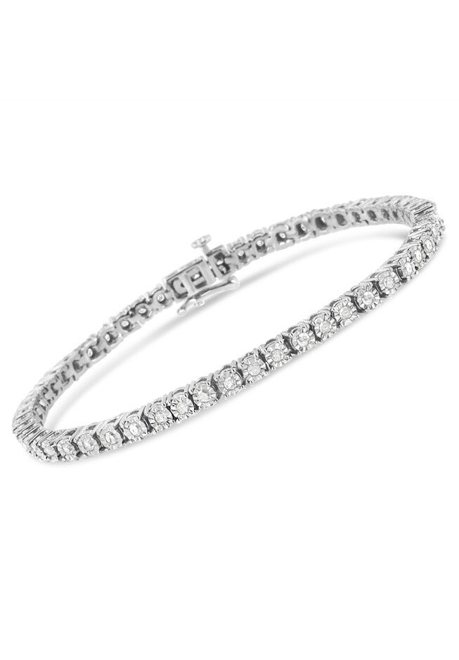 Silver 1.0 Cttw Miracle-Set Diamond Tennis Bracelet - 10 inches, , on-hover image number null