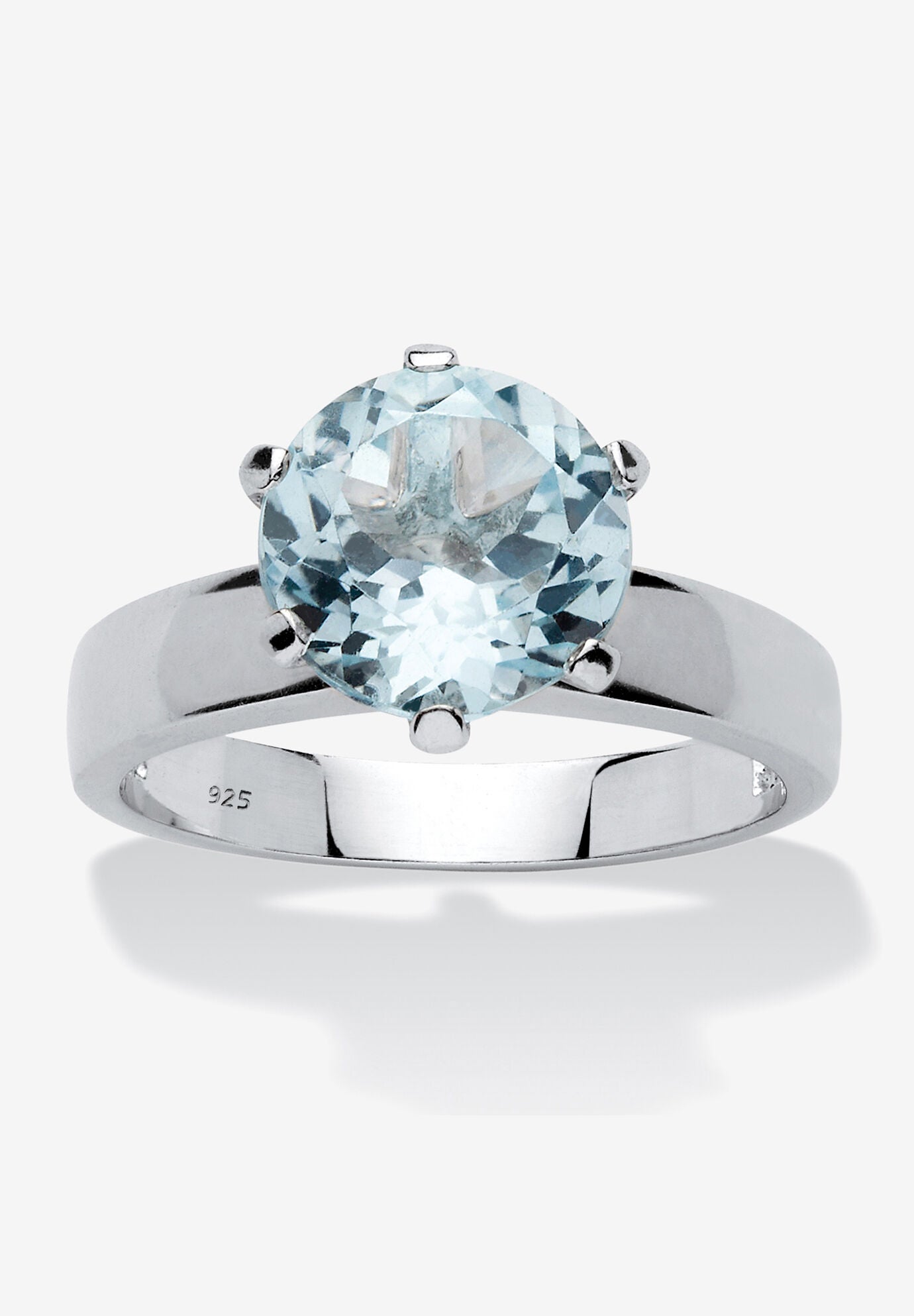 3.80 Tcw Round Genuine Blue Topaz Solitaire Ring .925 Sterling Silver, BLUE, hi-res image number 0