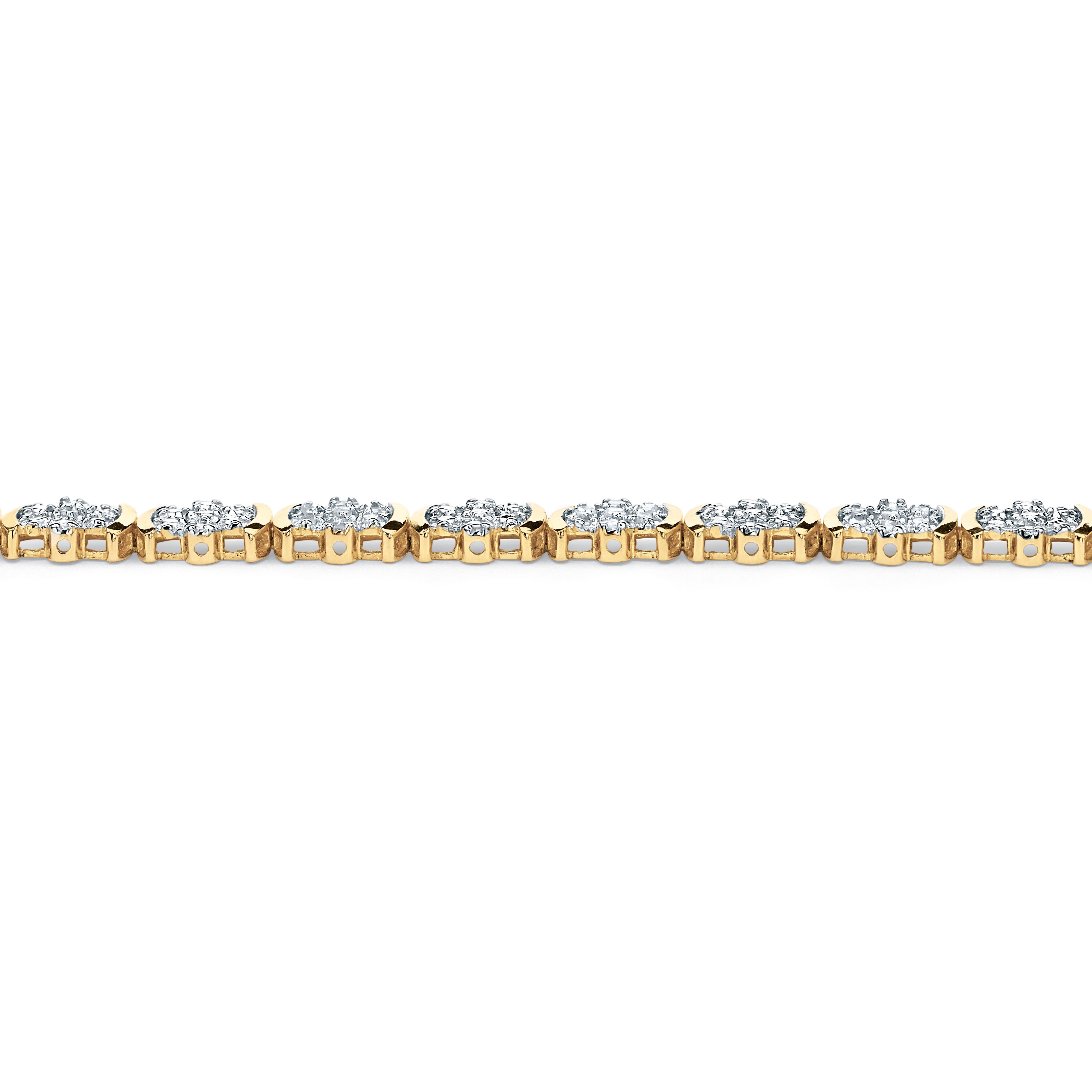 1/4 TCW Diamond Flower Tennis Bracelet in 14k Gold-plated Sterling Silver, WHITE, on-hover image number 1