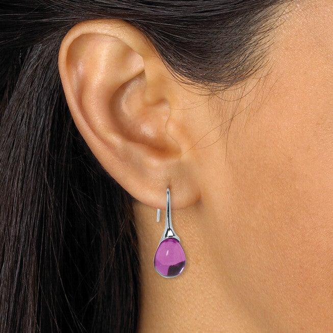 Pear Shaped Colorful Crystal Silvertone Drop Earrings, 3-Pair Set, BLUE, alternate image number null