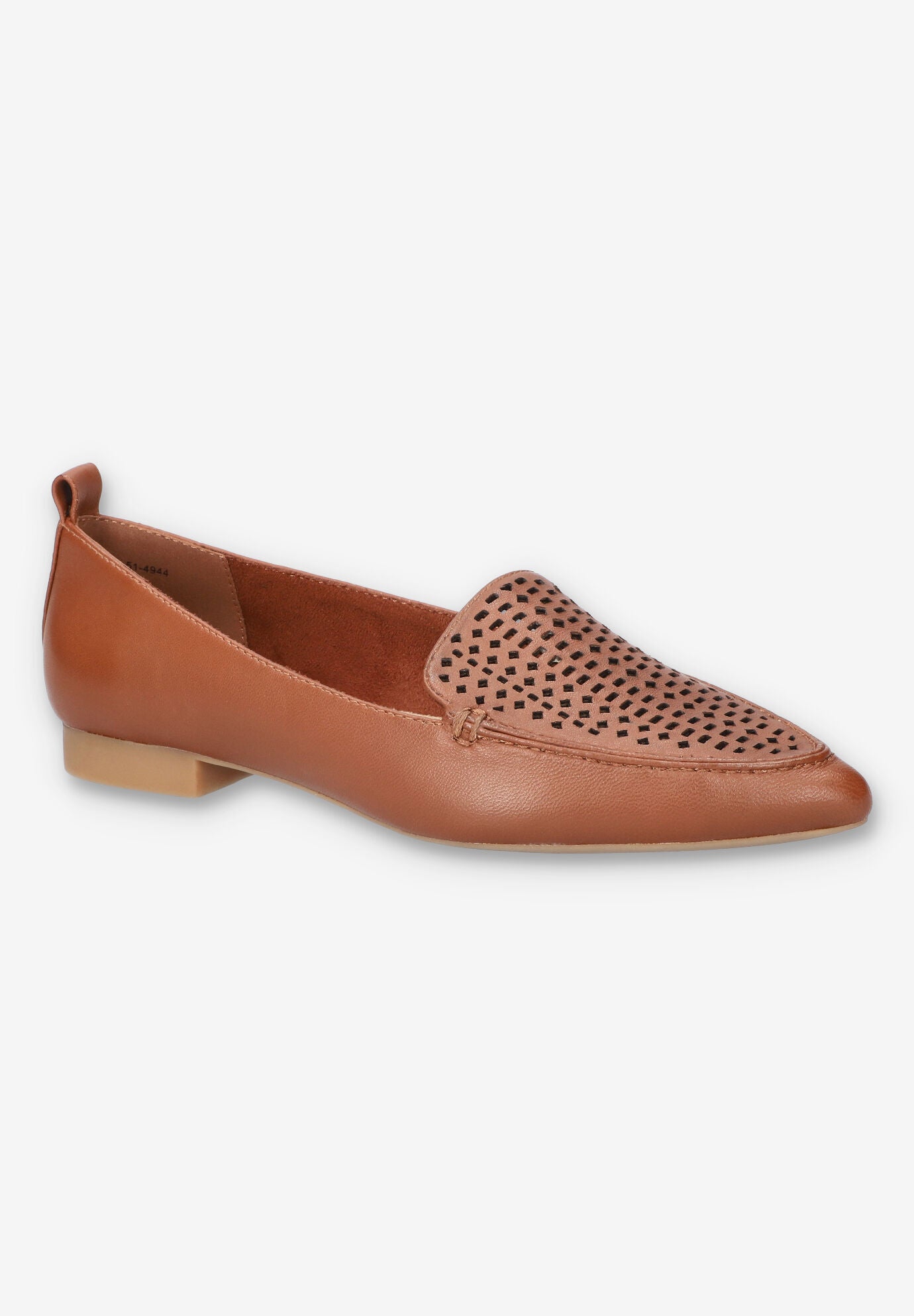Alessi Perf Pointed Toe Flat, DARK TAN LEATHER, hi-res image number 0