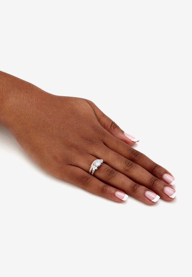 2 Piece 2.01 Tcw Round Cubic Zirconia Bridal Ring Set In 18K Gold-Plated, , alternate image number null