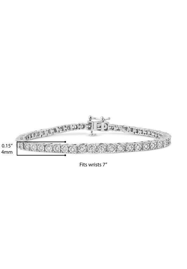 Silver 1.0 Cttw Miracle-Set Diamond Tennis Bracelet - 10 inches, , alternate image number null