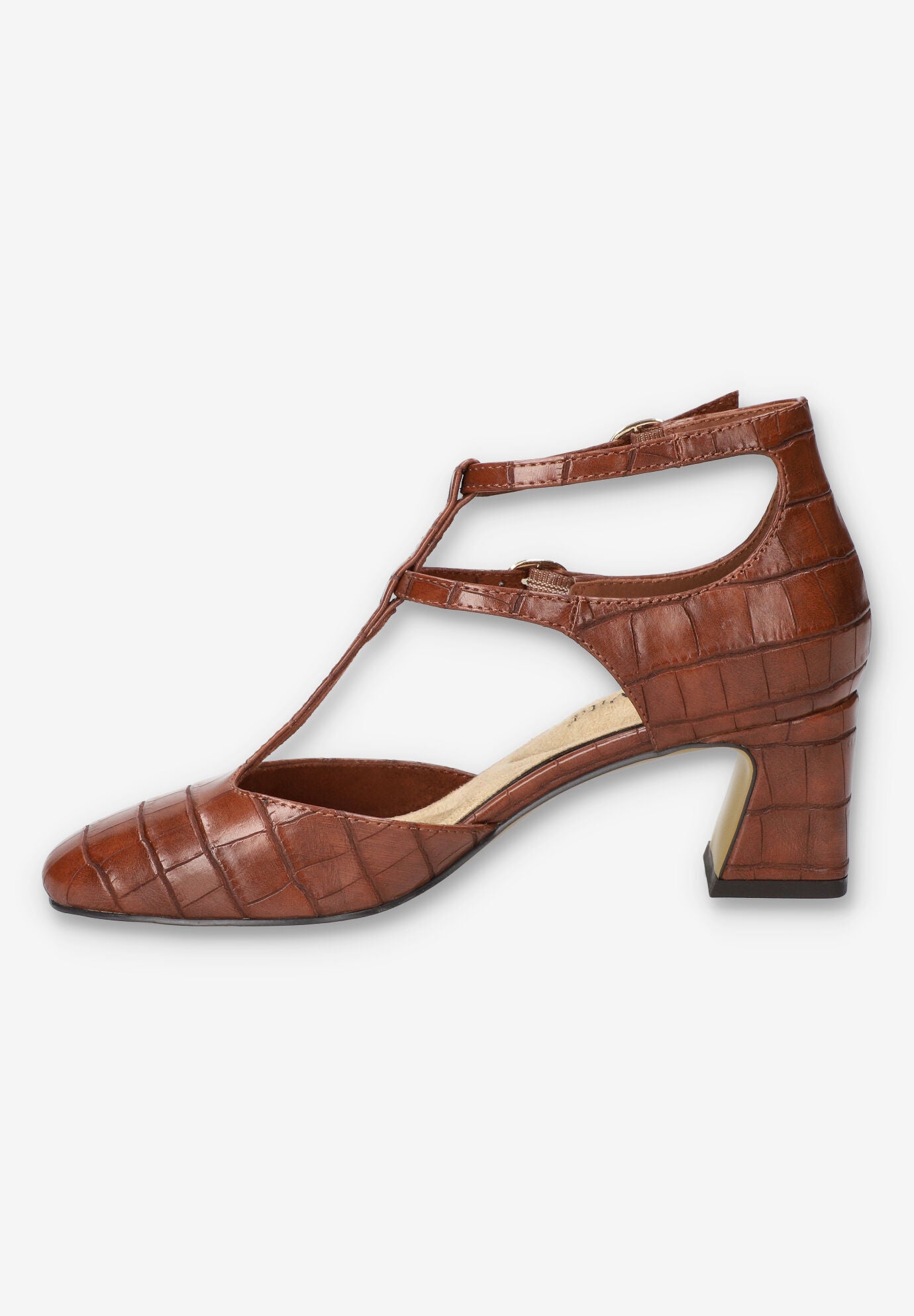 Harpswell Block Heel Pump, TAN CROCO, alternate image number 4