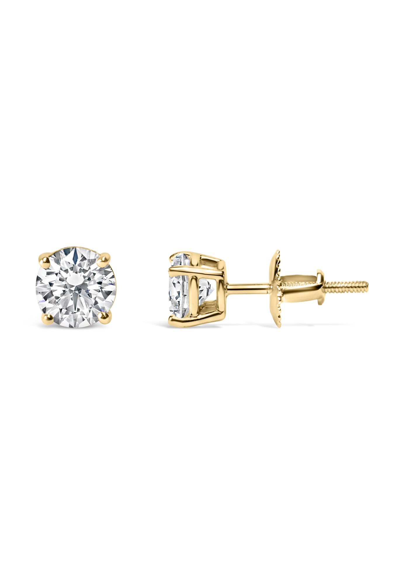 14K Gold 1.0 Cttw Round Brilliant Cut Lab Grown Diamond 4-Prong Classic Solitaire Stud Earrings, , alternate image number 6
