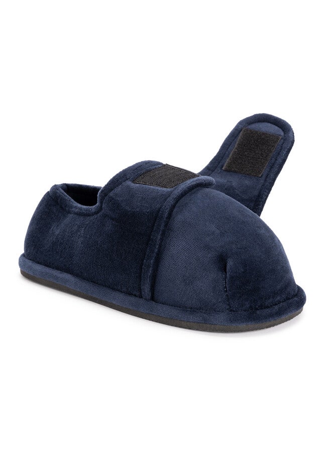 Adjustable Velour Slippers, NAVY, hi-res image number null