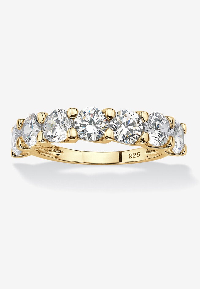 3.50 Cttw. Round Gold-Plated Sterling Silver Cubic Zirconia Wedding Ring, WHITE, hi-res image number null