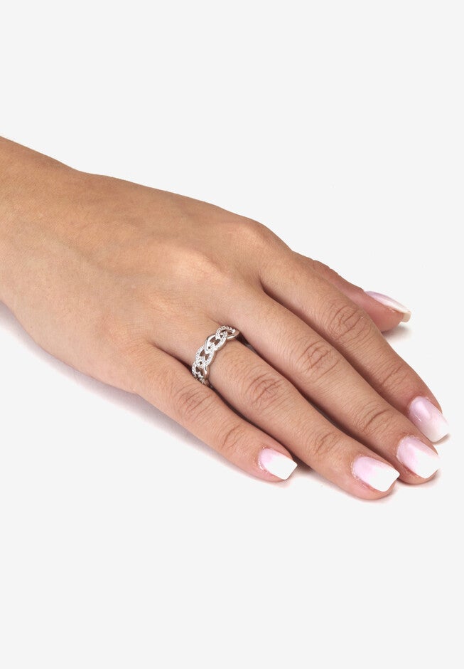 .21 Tcw Round Cubic Zirconia Platinum-Plated Sterling Silver Oval Link Ring Jewelry, , alternate image number null