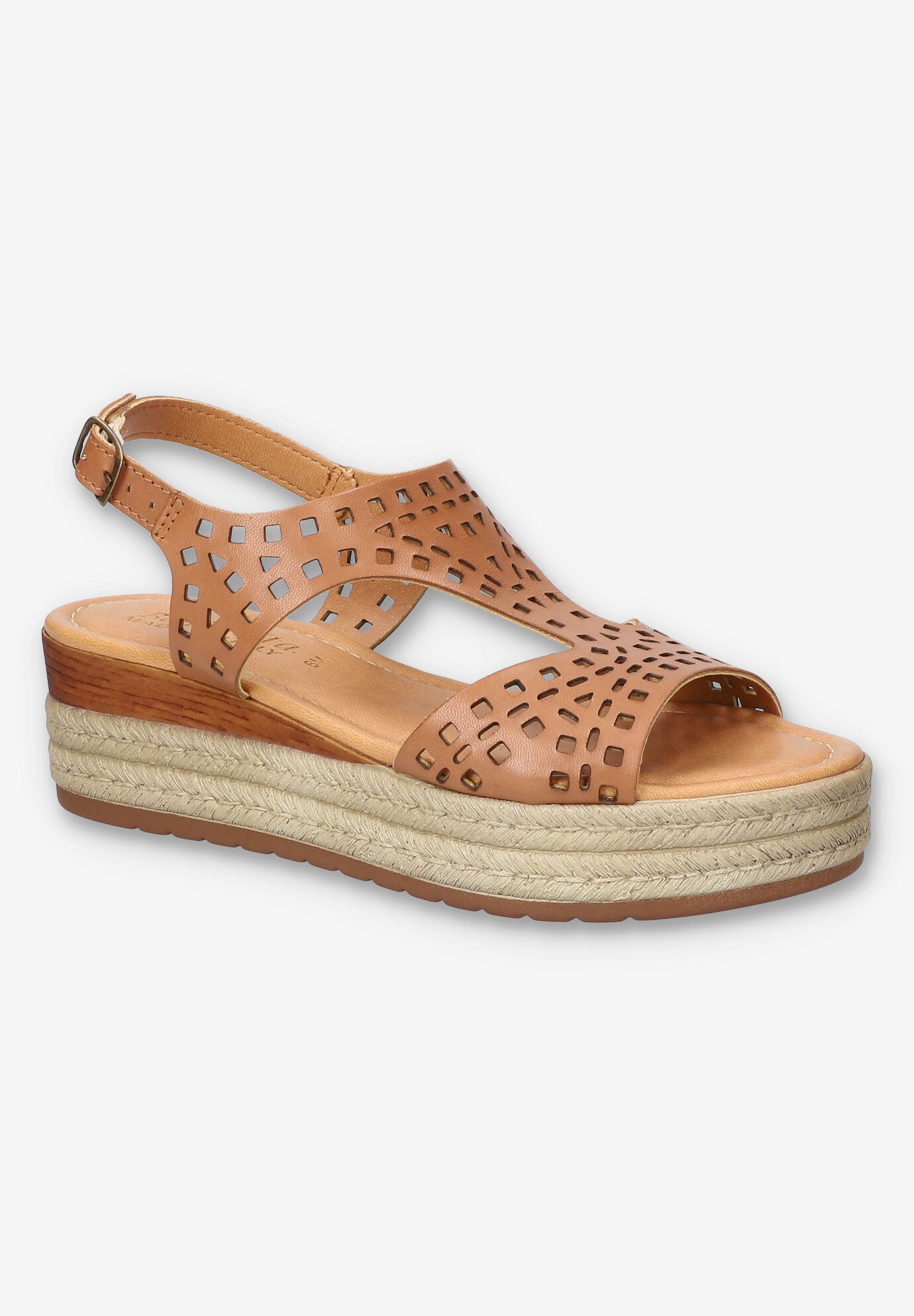 Ann-Italy Wedge Sandal, BROWN LEATHER, hi-res image number 0