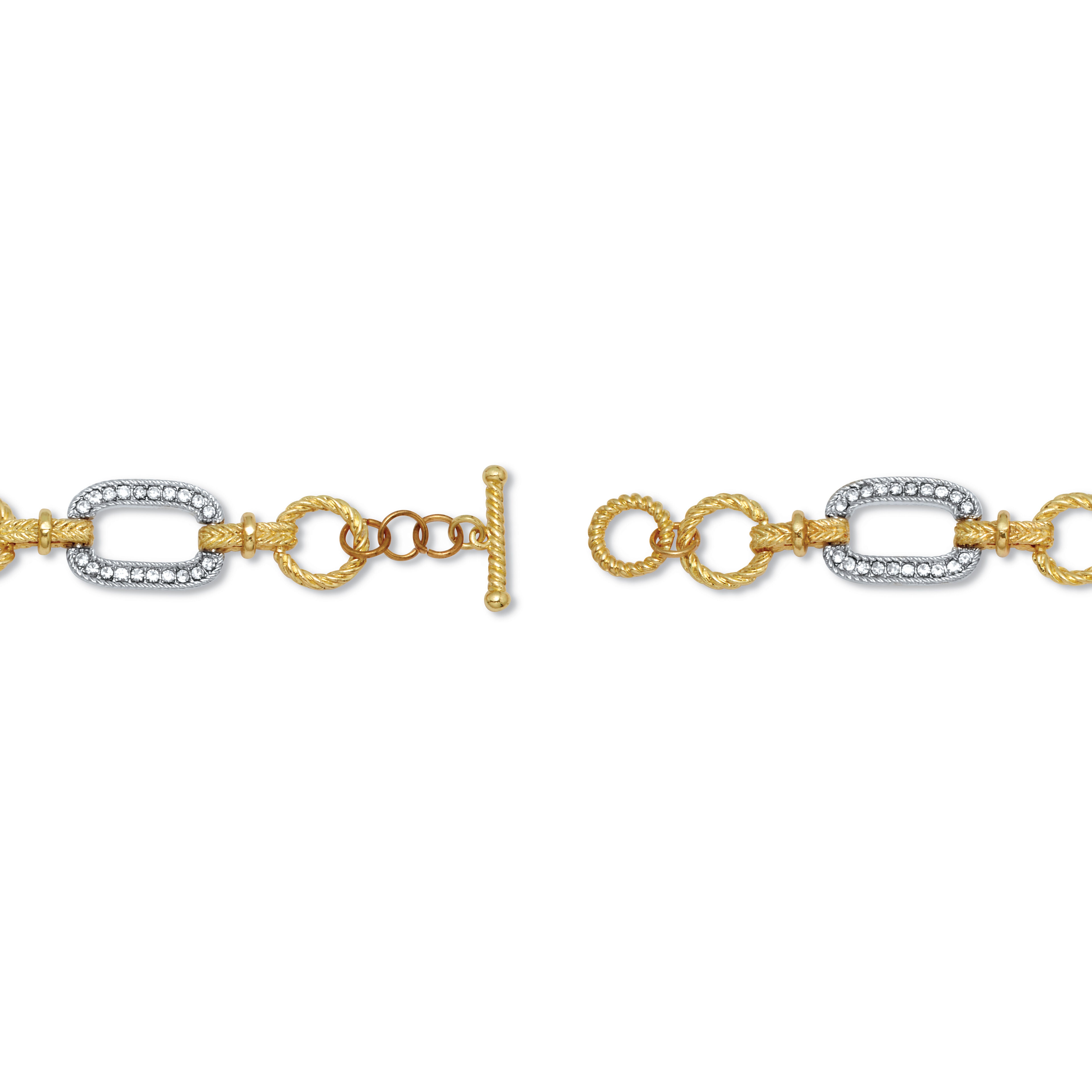 Crystal Yellow Goldtone Hammered Paperclip Link Bracelet 7.5-inch, WHITE, on-hover image number 1