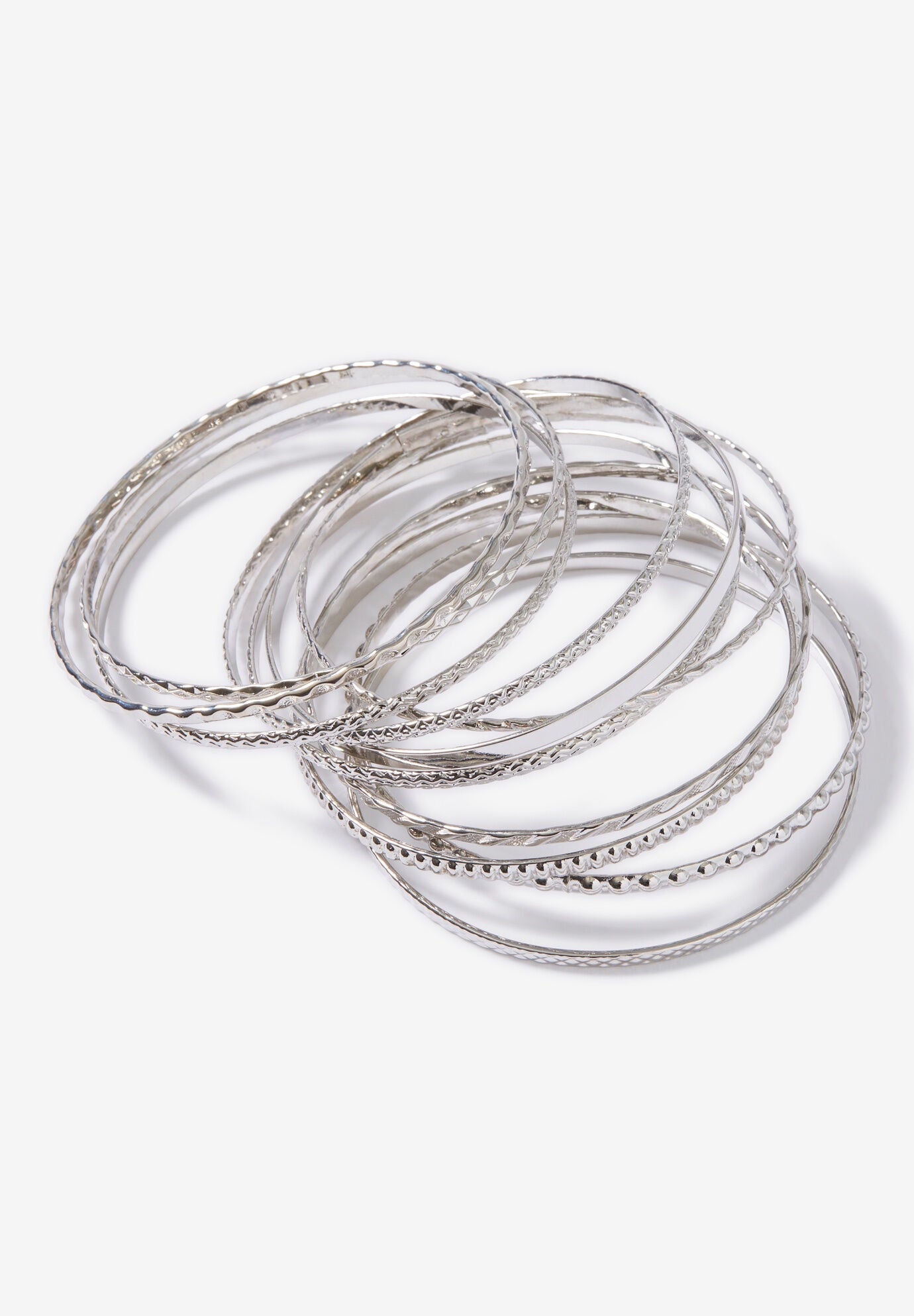 Textured Bangle Set, SILVER, hi-res image number 0