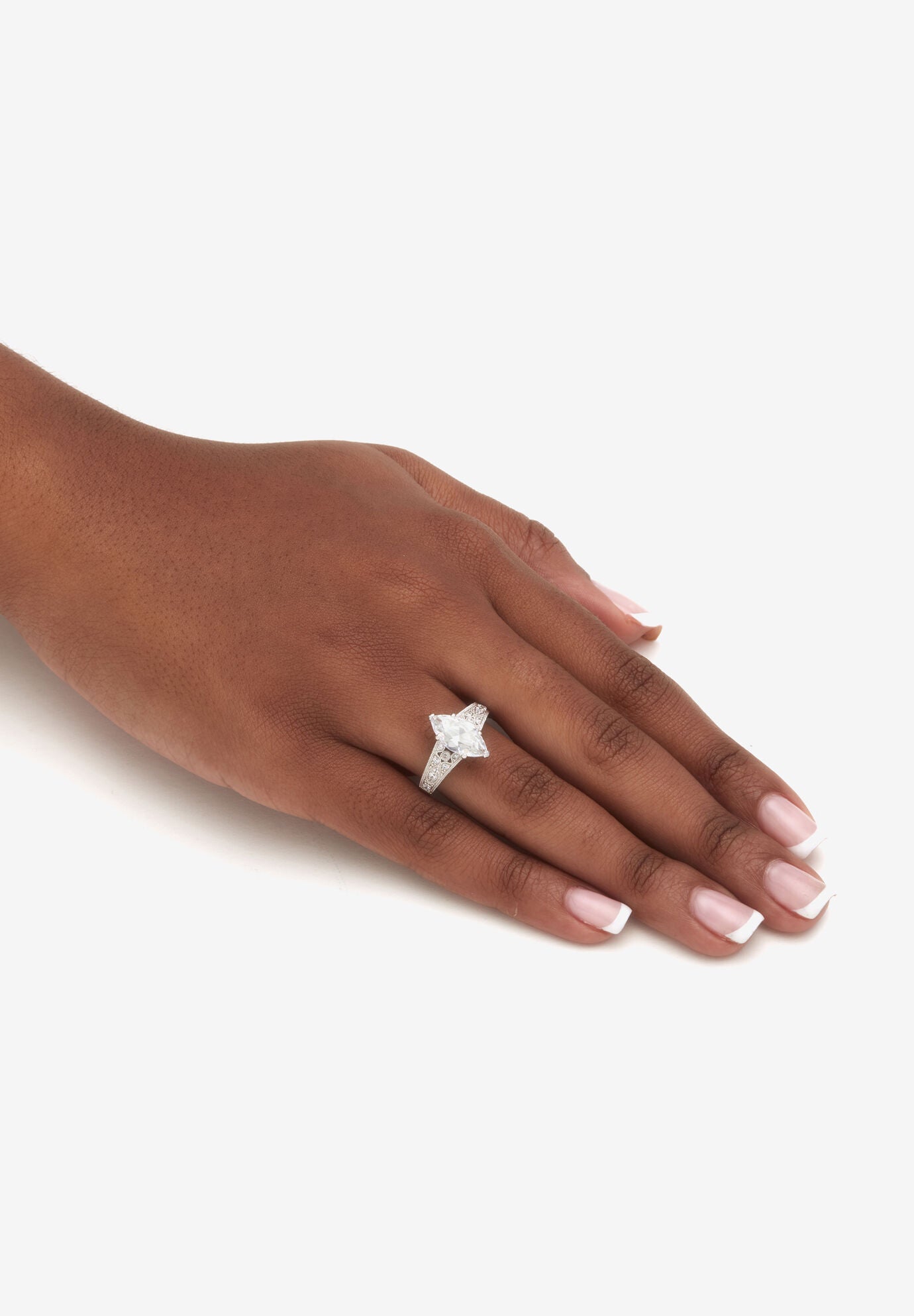 3.23 Tcw Cubic Zirconia Platinum-Plated Sterling Silver Engagement Ring, , alternate image number 2