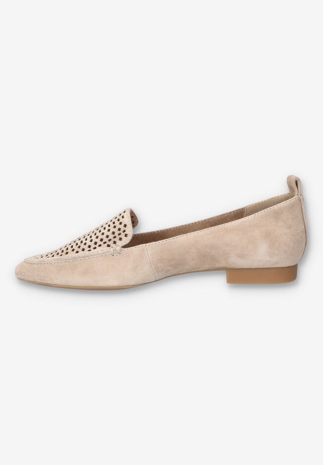 Alessi Perf Pointed Toe Flat, ALMOND SUEDE, alternate image number 4