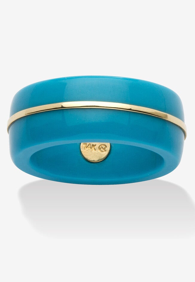 14K Turquoise Gold Ring Band, TURQUOISE, hi-res image number null