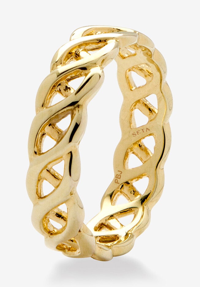 Braided Link Ring In Gold-Plated, , on-hover image number null