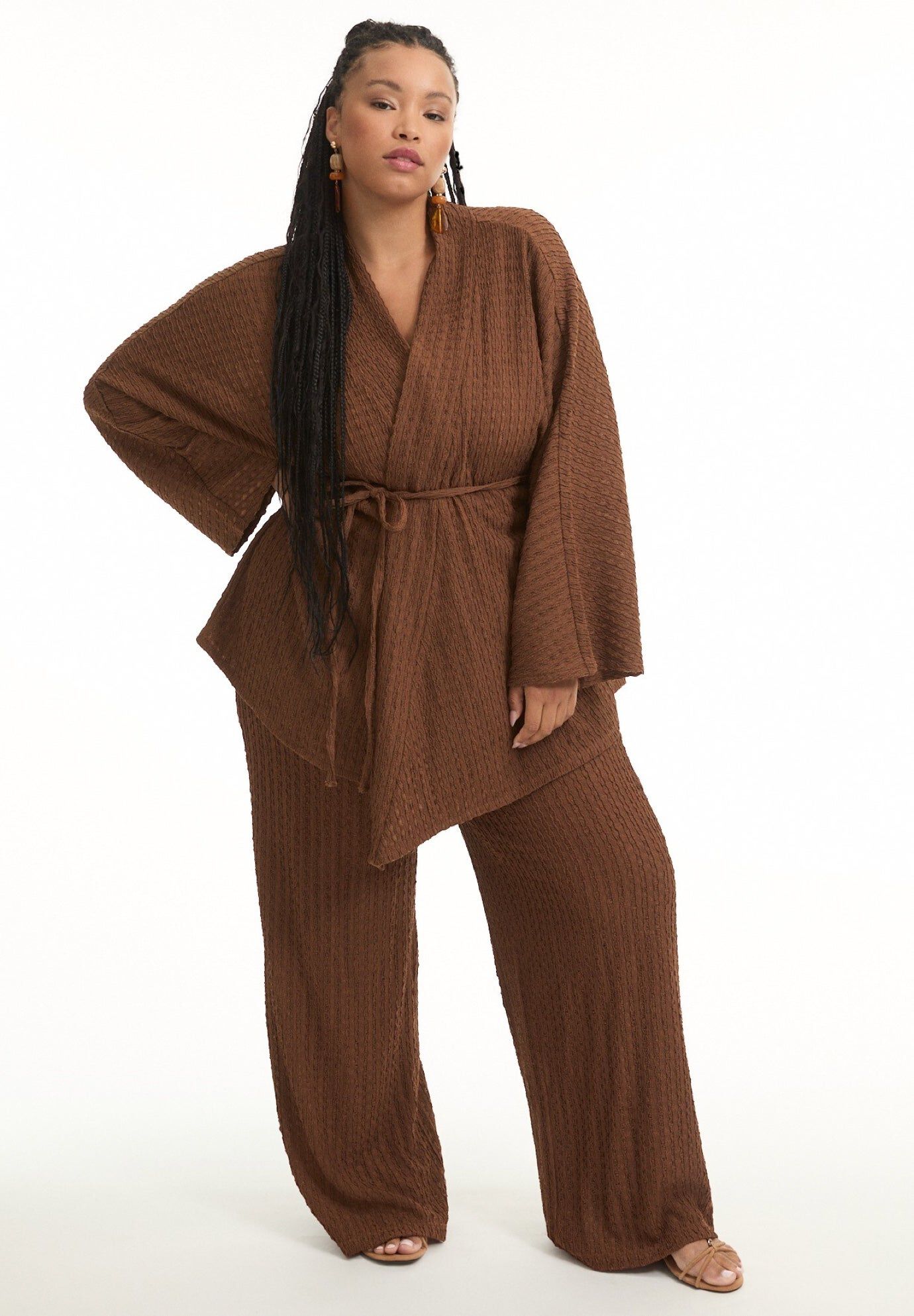 Tie Waist Knitted Kimono