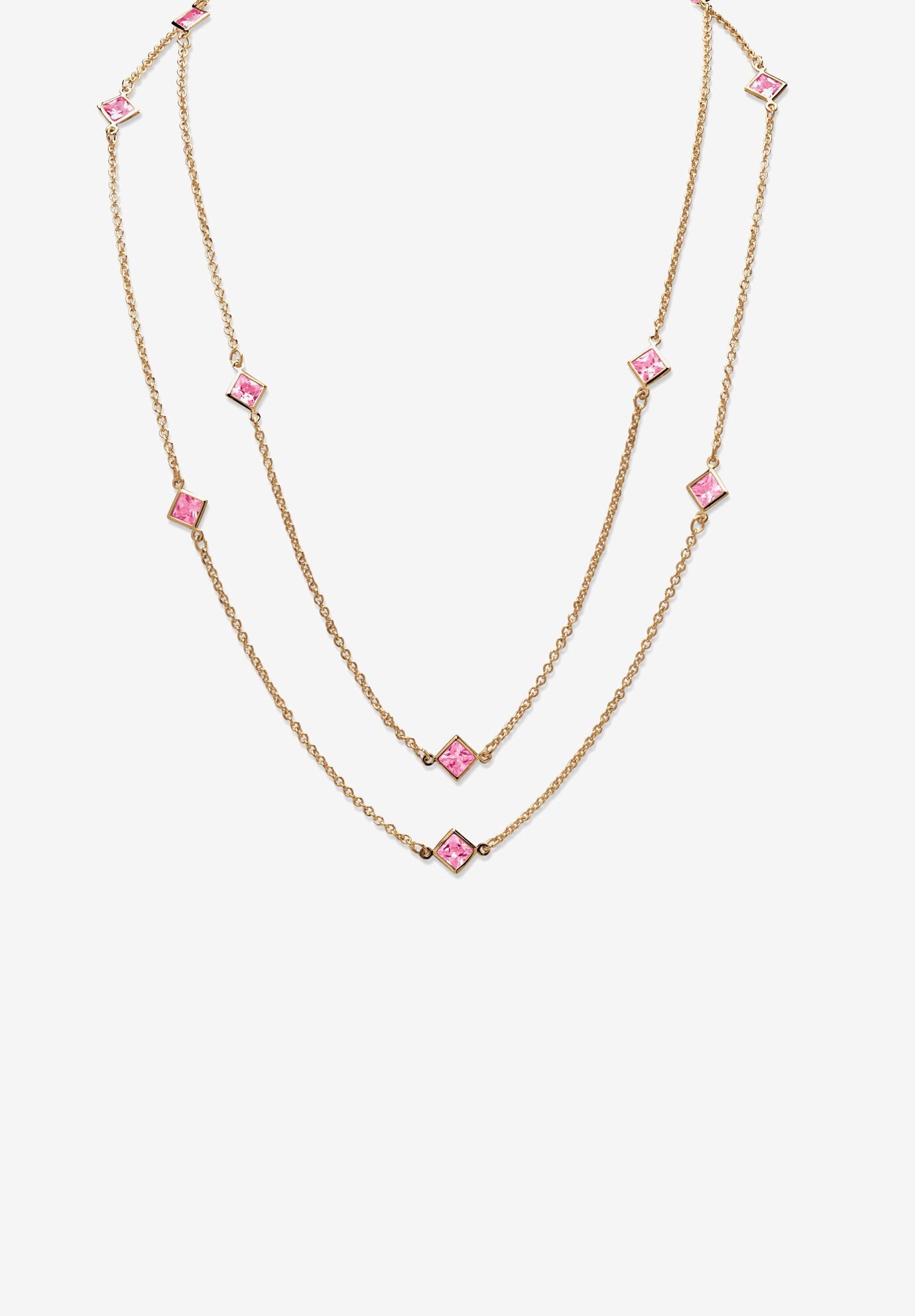 Gold Tone Endless 48 inches Necklace with Princess Cut Birthstone, JUNE, hi-res image number 0