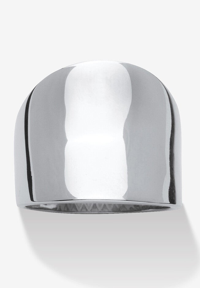 Stainless Steel Concave Cigar Band Ring (10Mm) Jewelry, WHITE, hi-res image number 0