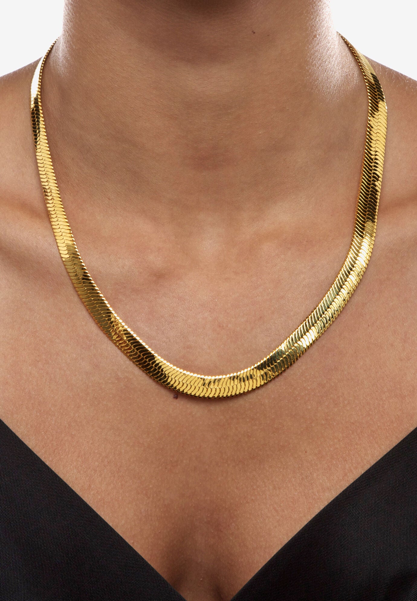 Herringbone Necklace In .925 Sterling Silver With A Golden Finish, , alternate image number 2