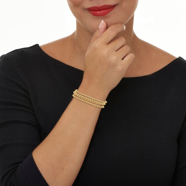 Goldtone Ball Bead Bracelets 7-inch length plus 2-inch extension, 3-Piece Set, GOLD, alternate image number null