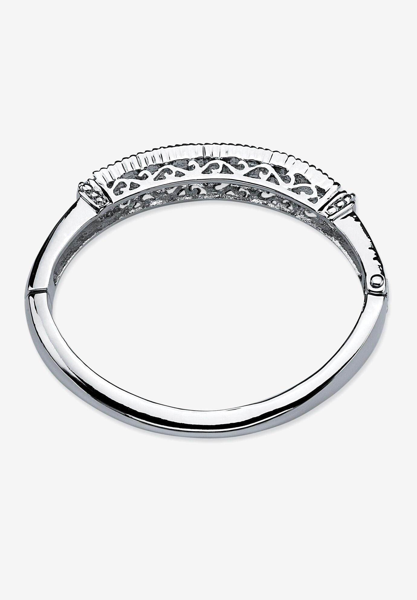 Round Birthstone Bangle Bracelet In Silvertone Jewelry, , on-hover image number 1