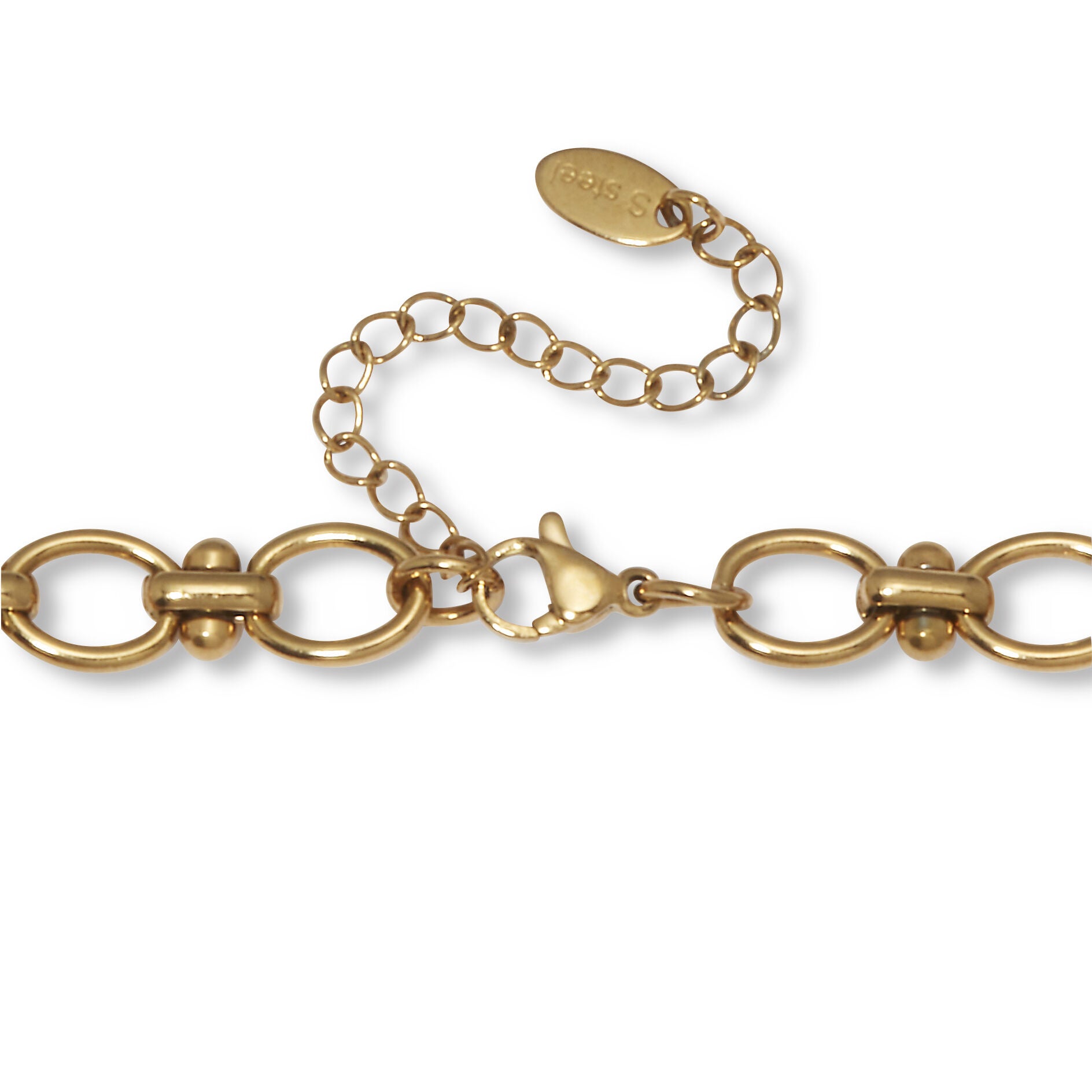 Yellow Gold Ion-Plated Stainless Steel Round Link Necklace Set, 18 to 20-inch, GOLD, on-hover image number 1