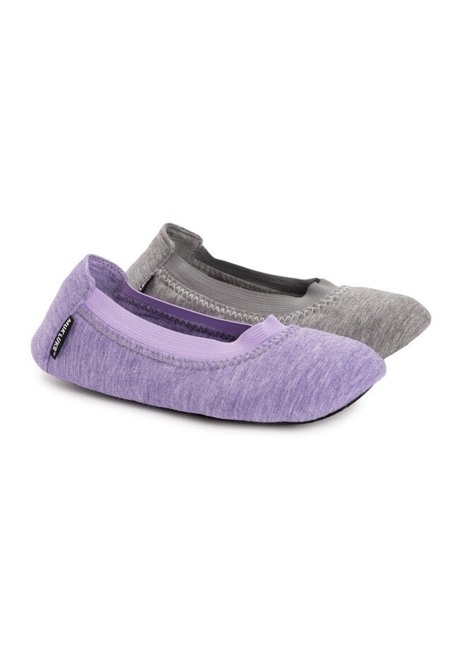 Women'S 2 Pair Travel Ballerina Slippers Set, GREY, hi-res image number null
