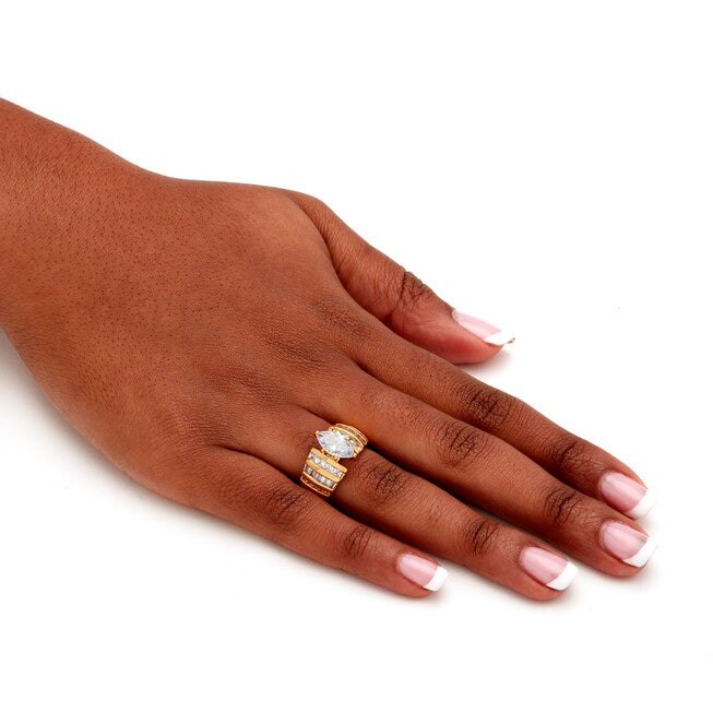 3.87 TCW Marquise-Cut Cubic Zirconia Ring in 14k Gold-plated Sterling Silver, WHITE, alternate image number 3