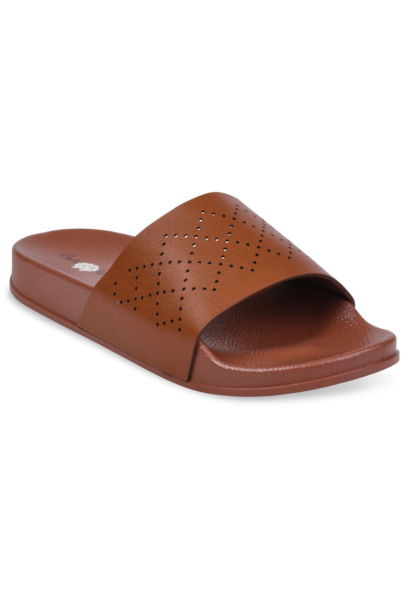 Embossed Pool Slide Sandal, BROWN, hi-res image number 0