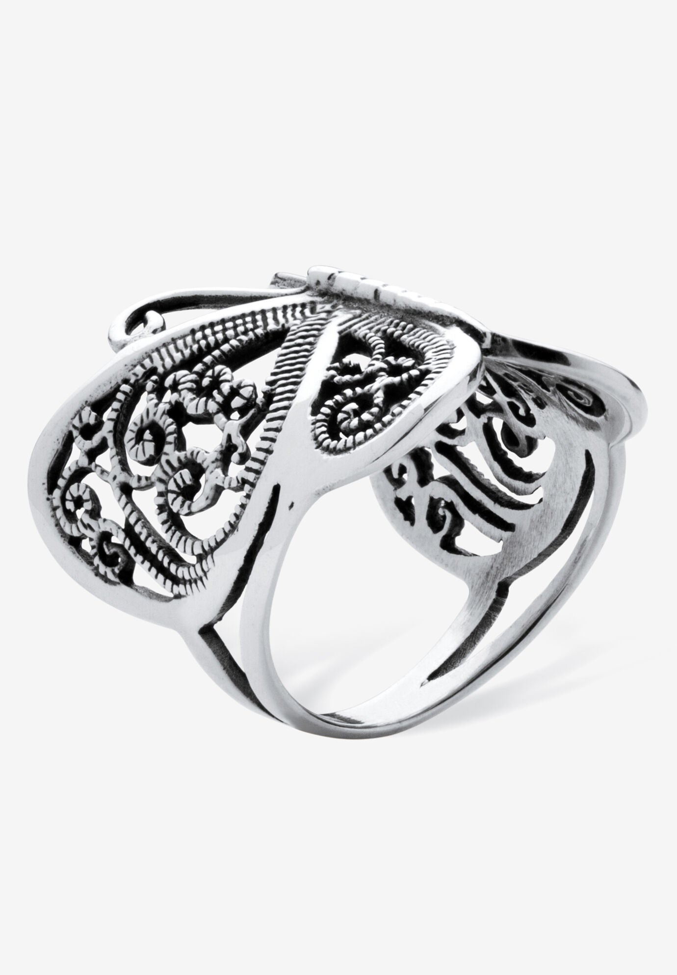 Filigree .925 Sterling Silver Butterfly Wrap Ring, , on-hover image number 1