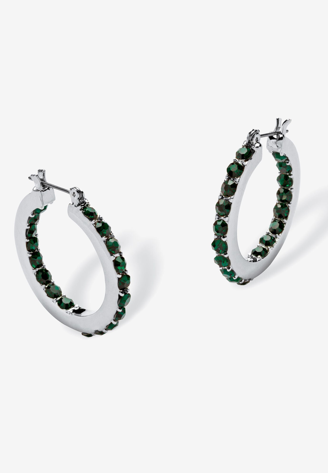 Birthstone Inside-Out Hoop Earrings In Silvertone (31Mm), MAY, hi-res image number 0