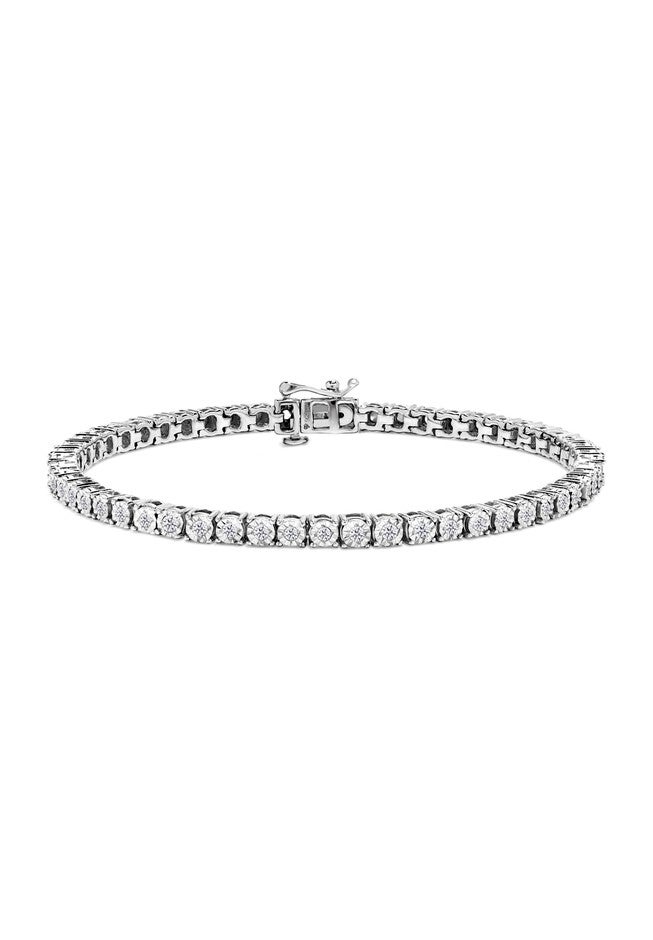 Silver 1.0 Cttw Miracle-Set Diamond Tennis Bracelet - 10 inches, SILVER, hi-res image number null