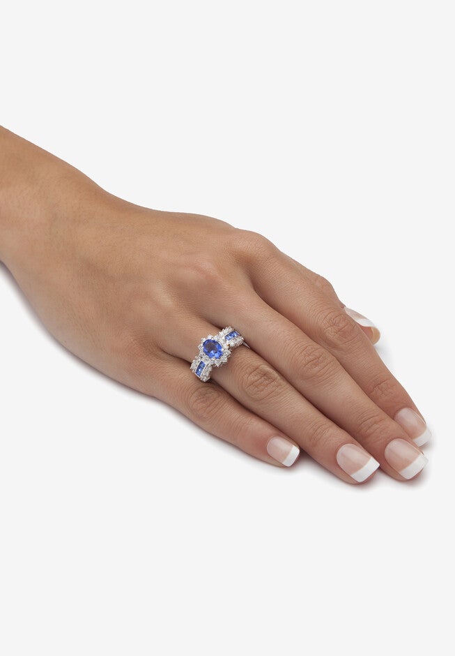 .82 Tcw Blue Crystal And Cz Gold-Plated Ring, , alternate image number 2