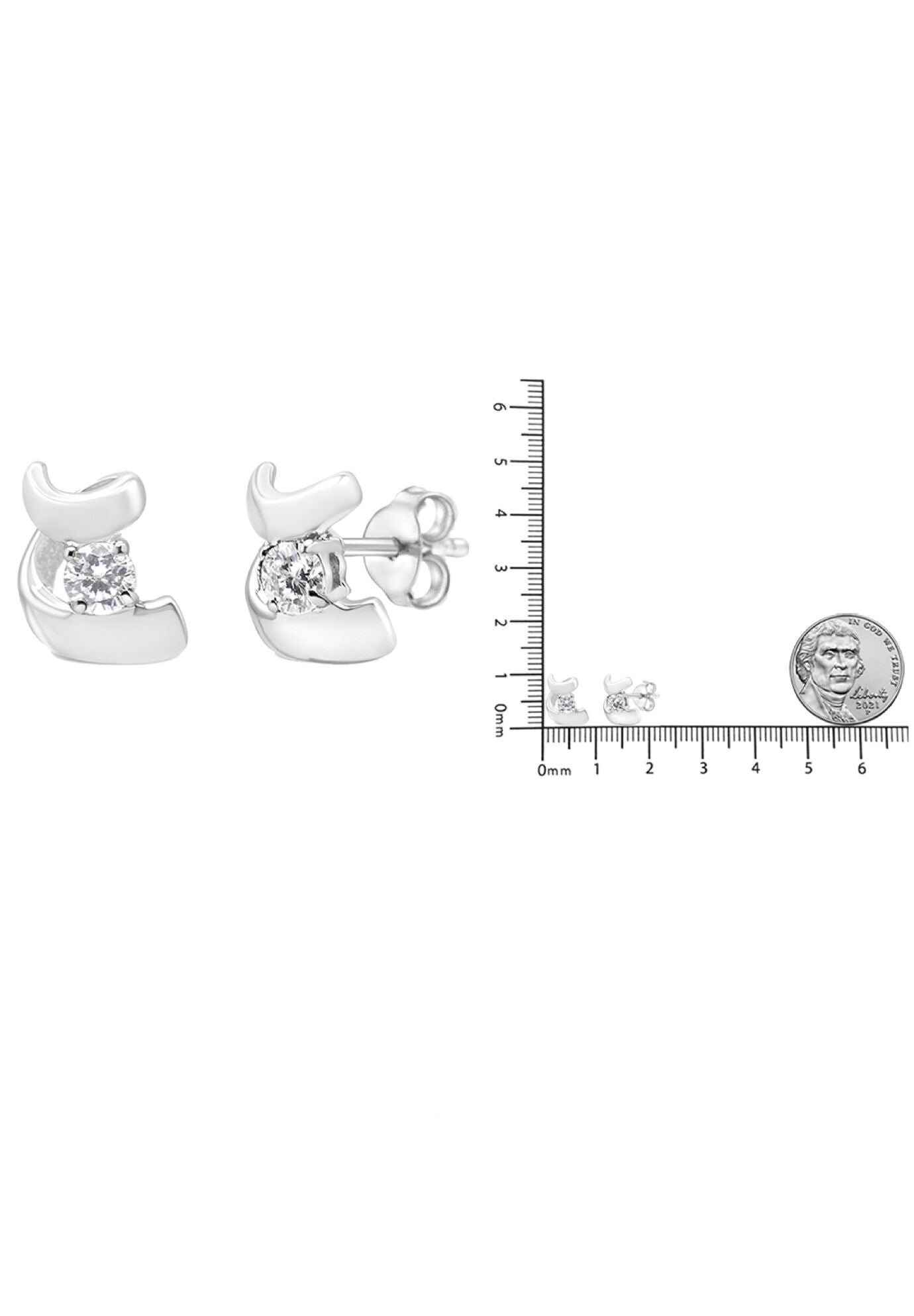 White Gold Round Brilliantcut Diamond Espira Swirls Solitaire Push Back Stud Earrings, , alternate image number 5