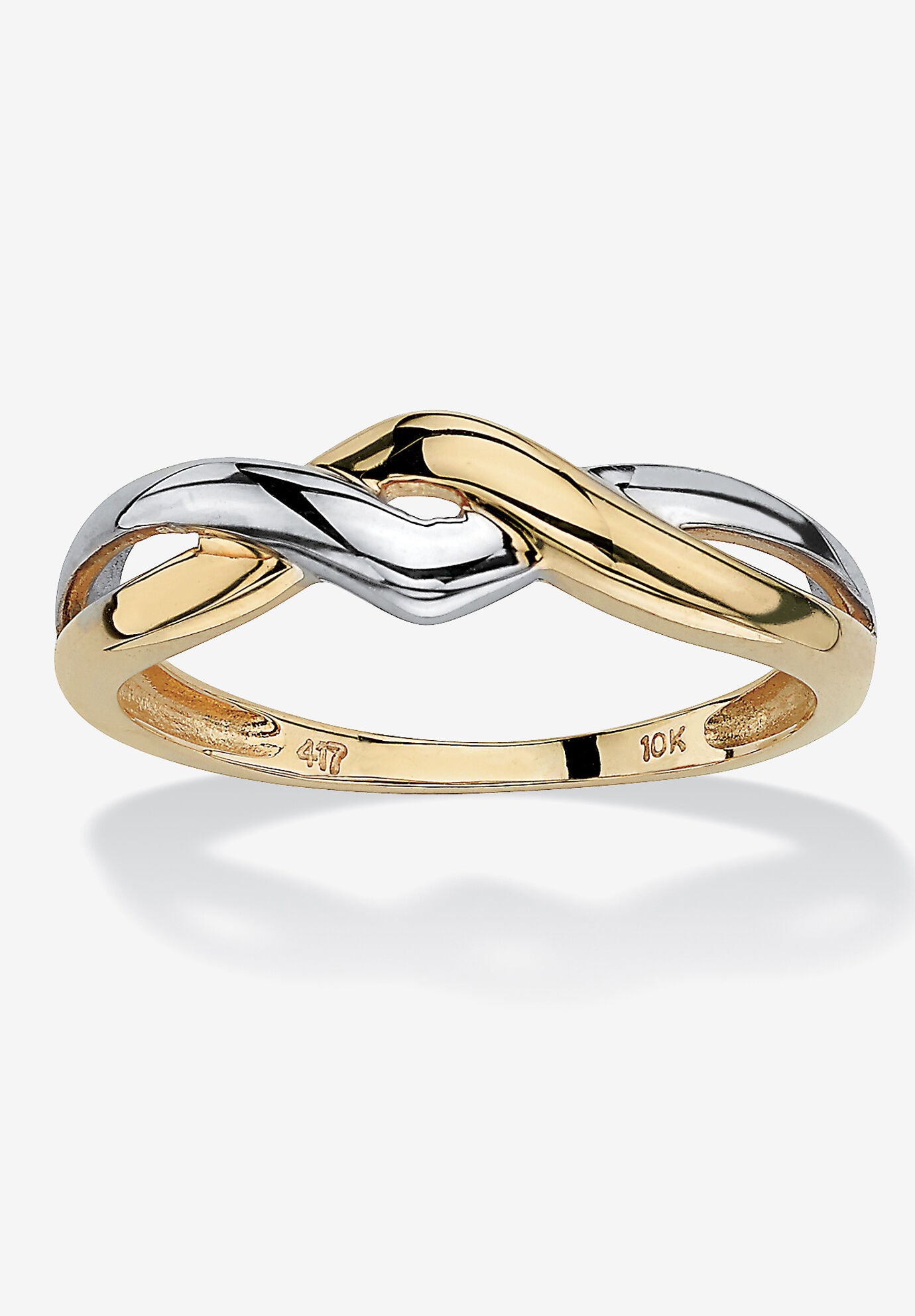 10K Yellow Gold Two-Tone Twist Ring, GOLD, hi-res image number 0