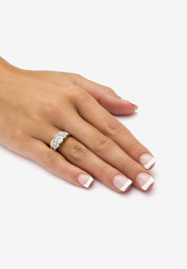 2 Piece 2.01 Tcw Round Cubic Zirconia Bridal Ring Set In 18K Gold-Plated, , alternate image number null