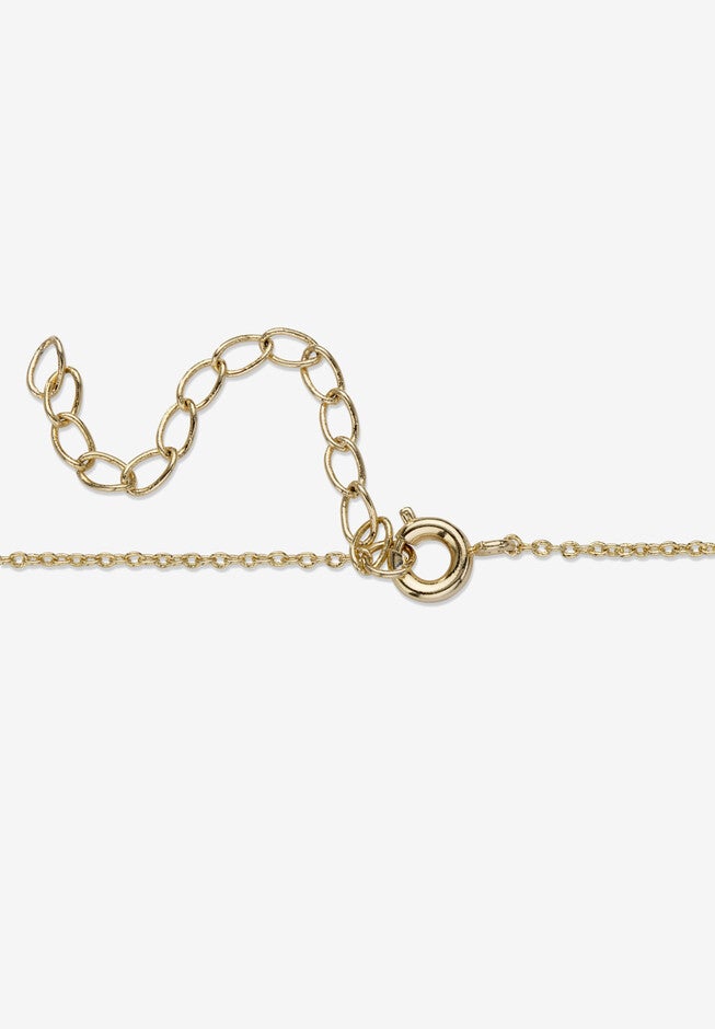 Diamond Accent Gold-Plated Cluster Bypass Pendant Necklace 18 inches - 20 inches, , on-hover image number 1