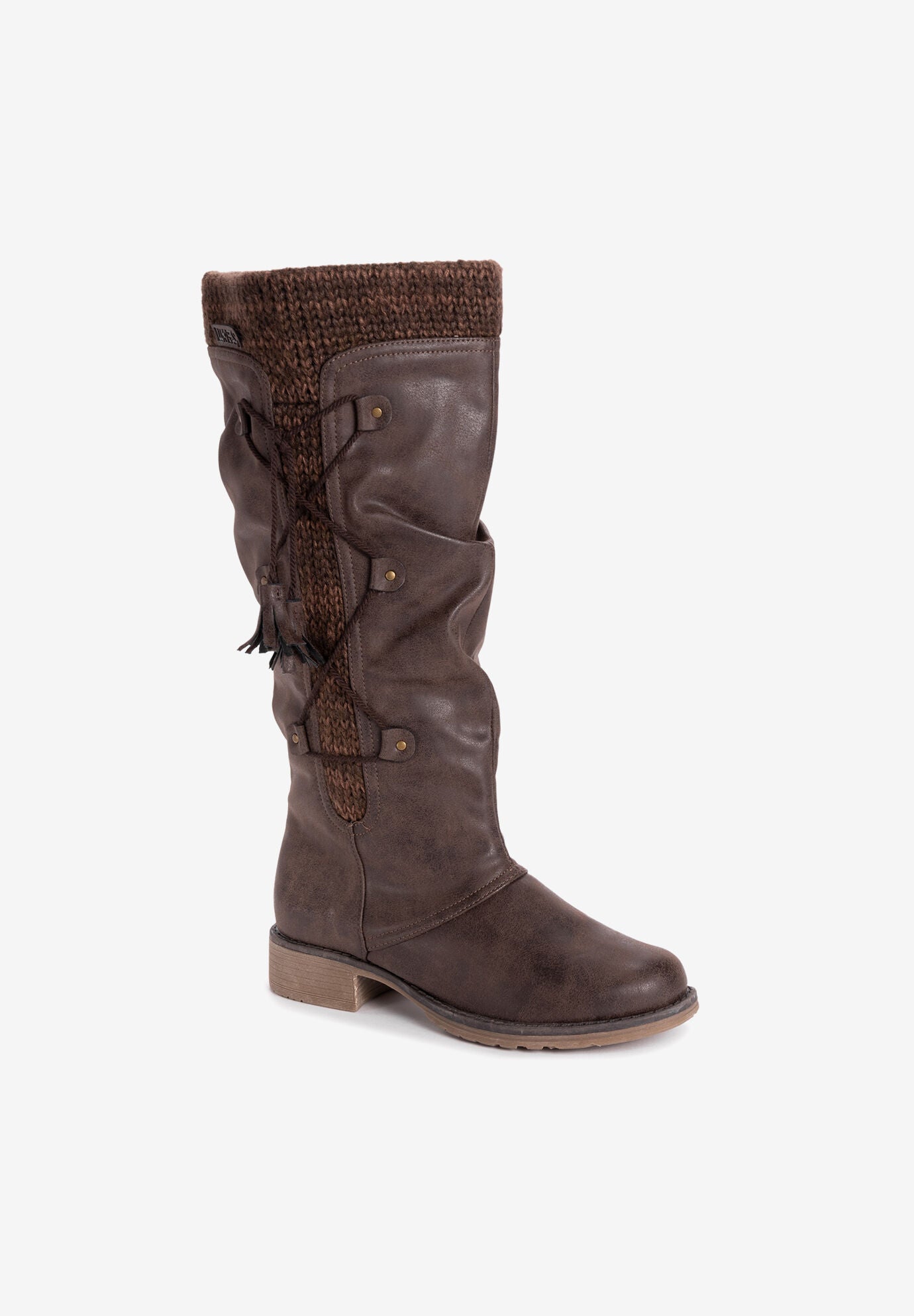 Water resistant knee high boots top