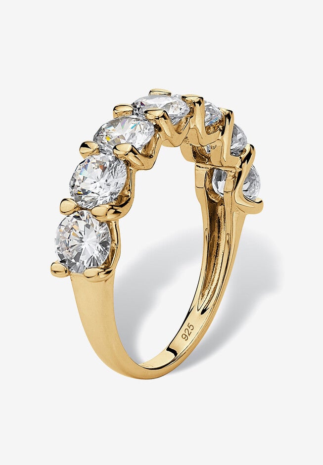 3.50 Cttw. Round Gold-Plated Sterling Silver Cubic Zirconia Wedding Ring, , on-hover image number null
