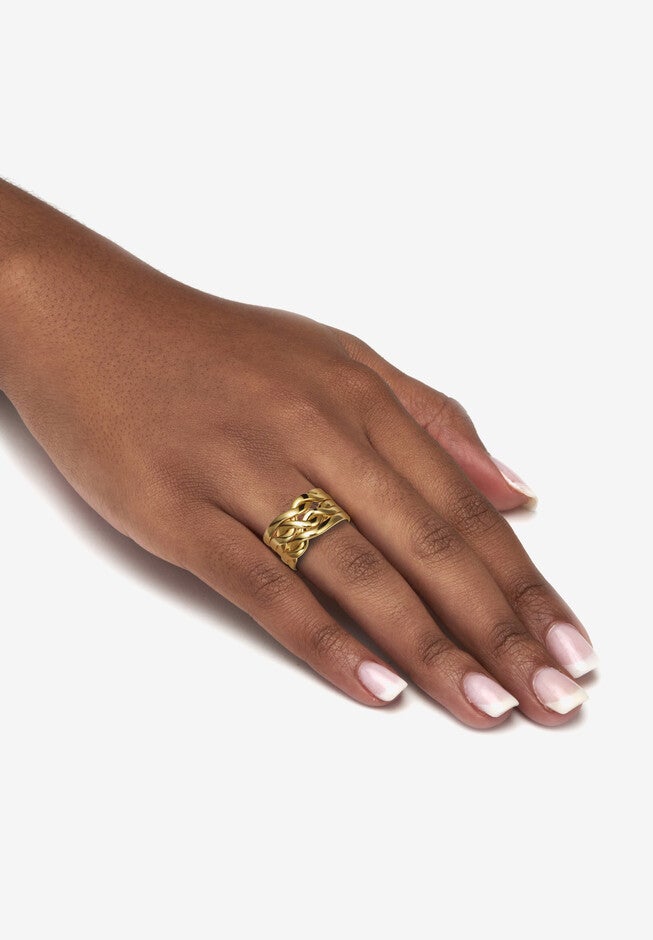 14K Yellow Gold-Plated 5 Piece Puzzle Ring, , alternate image number null