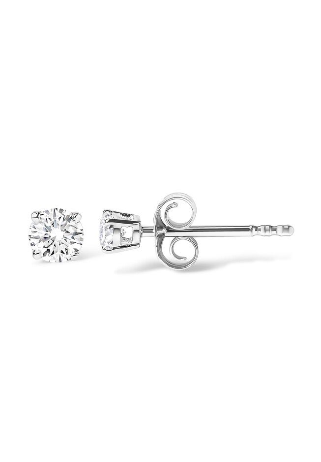 14K White Gold 1/2 Cttw 4-Prong Set Brilliant Round-Cut Solitaire Lab Grown Diamond Push Back Stud Earrings, , alternate image number 2