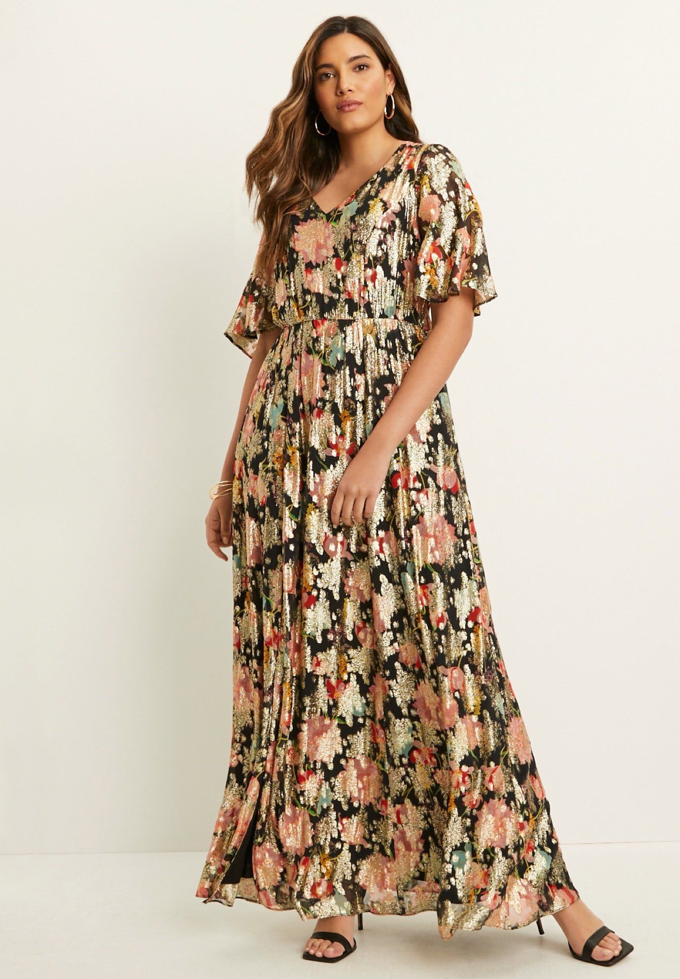 Metallic Printed Maxi Dress